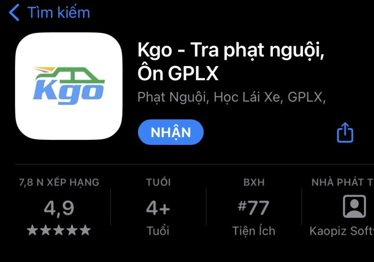 App tra cứu phạt nguội, ôn thi GPLX - Kgo
